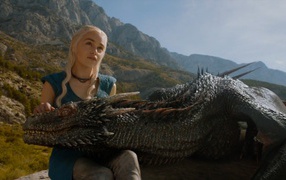 Daenerys with a dragon in the TV series Game of Thrones