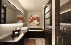 Dark brown bathroom design