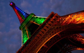 Eiffel Tower in multicolored lights