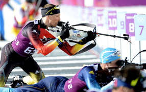 Эрик Лессер немецкий биатлонист серебряная медаль в Сочи 2014 год