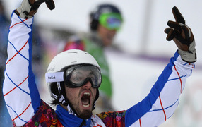 Французский сноубордист Пьер Вольтье в Сочи