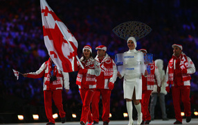 Команда Грузии на открытии Олимпиады в Сочи