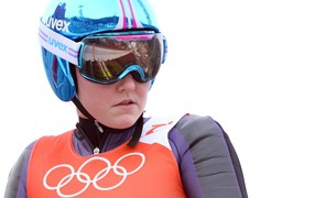 Немецкая спортсменка по прыжкам с трамплина Карина Фогт на олимпиаде в Сочи