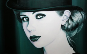 Girl in black hat and black lipstick