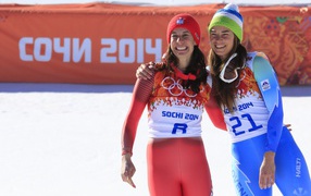 Обладательница золотой медали швейцарская лыжница Доминик Гизин в Сочи