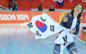Обладательница золотой медали в дисциплине скоростной бег на коньках Санг-Хва Ли на олимпиаде в Сочи