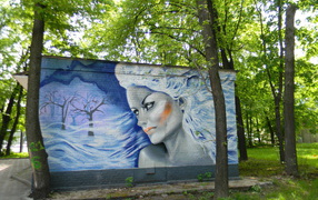 Граффити, красивая женщина