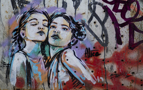 Graffiti, two girls