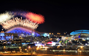 Grand fireworks display at the opening of the Olympic Games in Sochi