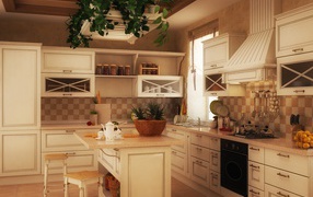 Зеленые растения в кухне