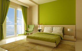 Зеленый стиль спальни