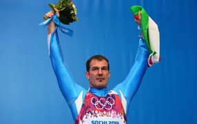 Итальянский саночник Армин Цоггелер на олимпиаде в Сочи