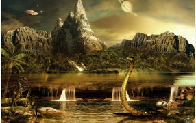 Пейзаж с динозаврами