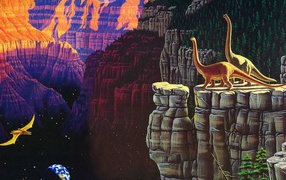 Landscape with dinosaurs