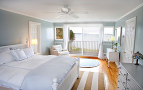 Light blue color in the bedroom