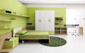 Light green color in the bedroom