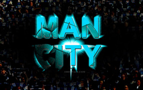 Manchester City on black background