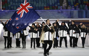 Команда Новой Зеландии на открытии Олимпиады в Сочи