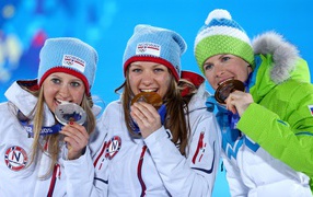 Норвежская лыжница Майкен Касперсен Фалла на олимпиаде в Сочи 2014