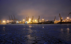Odessa port in the evening