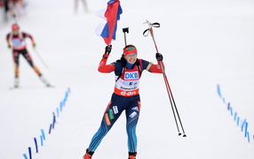 Ольга Вилухина из России серебряной медали на олимпиаде в Сочи 2014 год