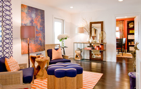 Пуфики в гостиной