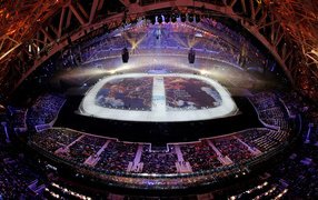 Выход команд на арену на открытии Олимпиады в Сочи