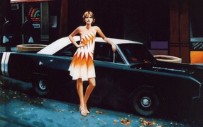 Фотография Женщина и черный автомобиль