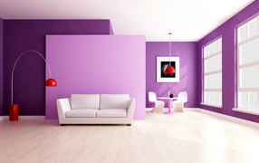 Фиолетовый стиль гостиной