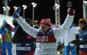 Российская биатлонистка  Ольга Вилухина обладательница серебряной медали