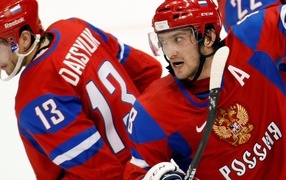 Russian hockey players in Sochi 2014