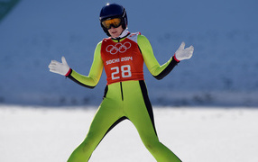 Обладательница серебряной медали в дисциплине прыжки на лыжах с трамплина Даниэла Ирашко на олимпиаде в Сочи