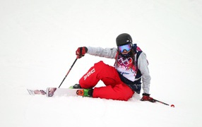 Обладательница серебряной медали американская фристайлистка Дэвин Логан на олимпиаде в Сочи