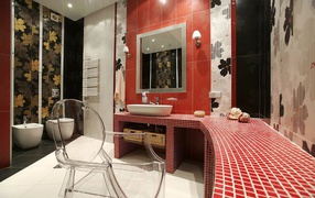 Small red tiles for the bathroom