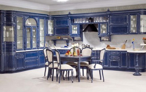 Spacious kitchen blue
