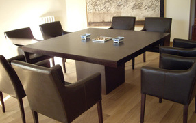 Square table in the dining room