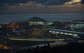 Stadium against the sea at the opening of the Olympic Games in Sochi