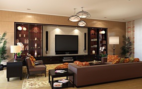 Строгий дизайн гостиной