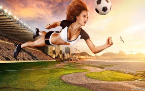 Девушка в игре Чемпионата Мира по футболу в Бразилии 2014