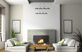 Высокий потолок в гостиной