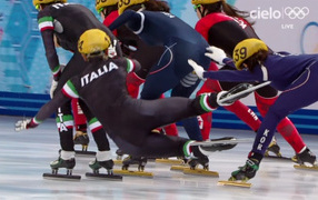 Обладательница бронзовой медали в дисциплине шорт-трек Мартина Вальчепина на олимпиаде в Сочи