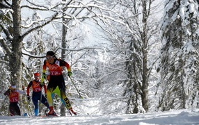 Обладательница бронзовой медали в дисциплине лыжные гонки Штефани Бёлер на олимпиаде в Сочи