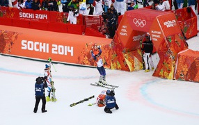 Обладательница серебряной и бронзовой медали австрийская лыжница Николь Хосп на олимпиаде в Сочи