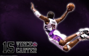 Vince Carter flies on basketball court