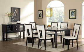 White chairs in the dining room