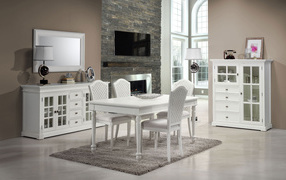 White furniture in the dining room