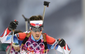 Обладатель серебряной и бронзовой медали в дисциплине биатлон Ярослав Соукуп на олимпиаде в Сочи