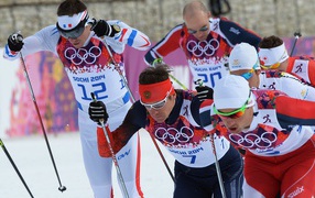 Обладатель двух серебряных медалей российский лыжник Максим Вылегжанин на олимпиаде в Сочи
