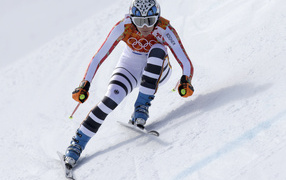 Обладательница золотой и бронзовой медали Мария Хефль Риш в дисциплине горные лыжи в Сочи