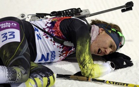 Обладательница золотой медали в дисциплине биатлон Анастасия Кузьмина 